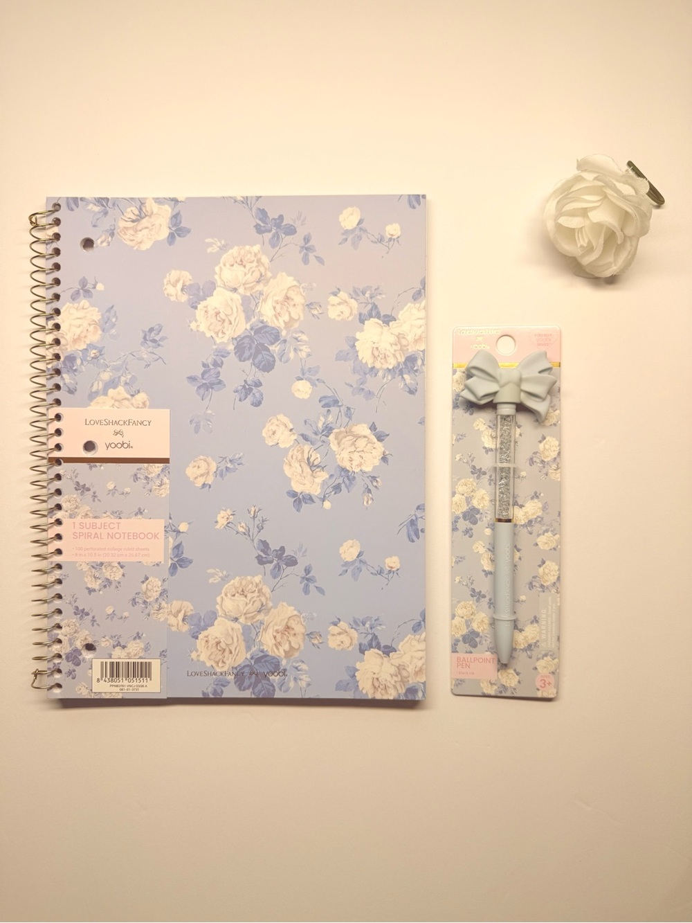 💐 Love Shack Fancy Blue Spiral Notebook and Bow Pen Bundle